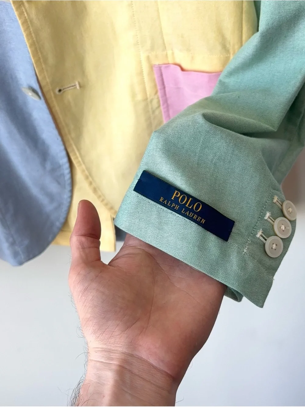 Polo Ralph Lauren Multicolor Blazer Size M Unstructured Patchwork Pastel Fun